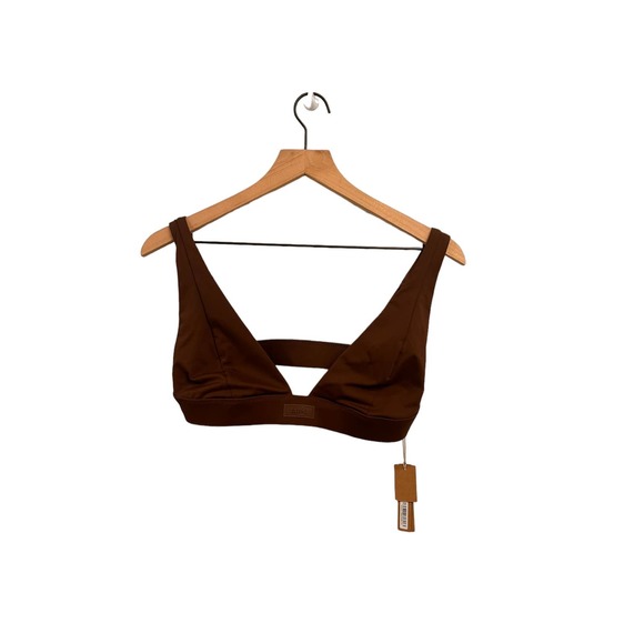 SKIMS SIGNATURE SWIM PLUNGE BIKINI TOP Large Cocoa NWT - Picture 3 of 8